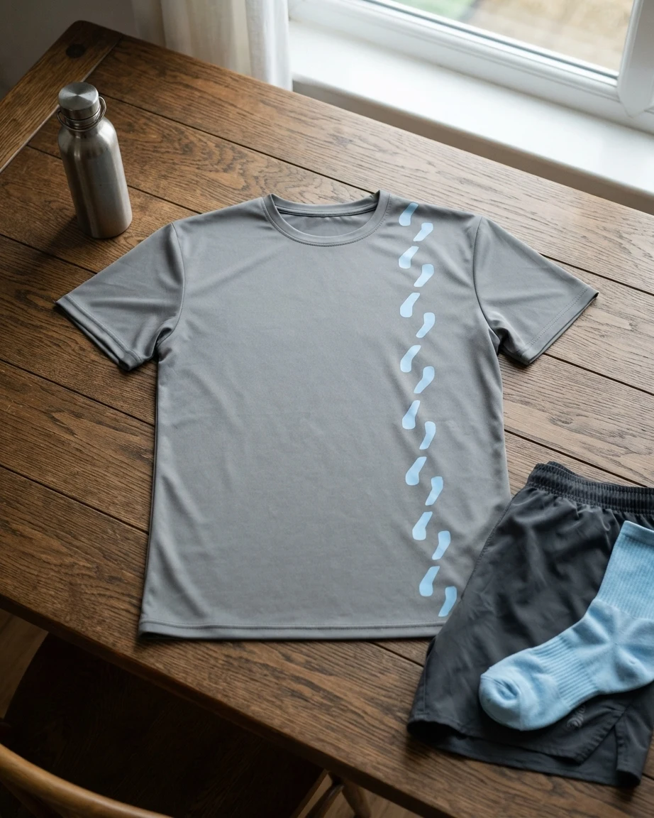 Graphic Printed Tee – Grey Commas Flatlay